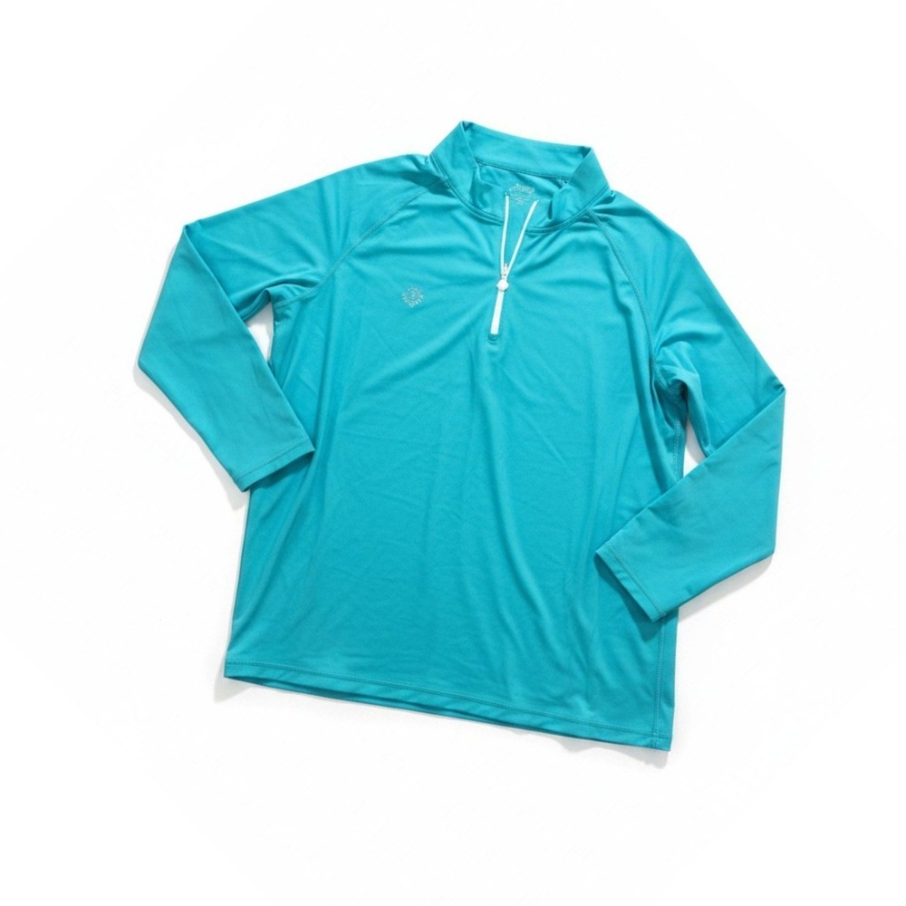 UV Skinz Womens‎ 3XL Teal Rash Guard Long Sleeve 1/4 Zip Athleisure Coastal
